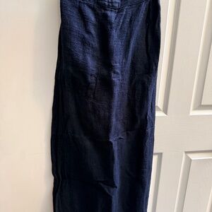 Flax Black Waffle-weave 100% Linen Skirt - Sz M